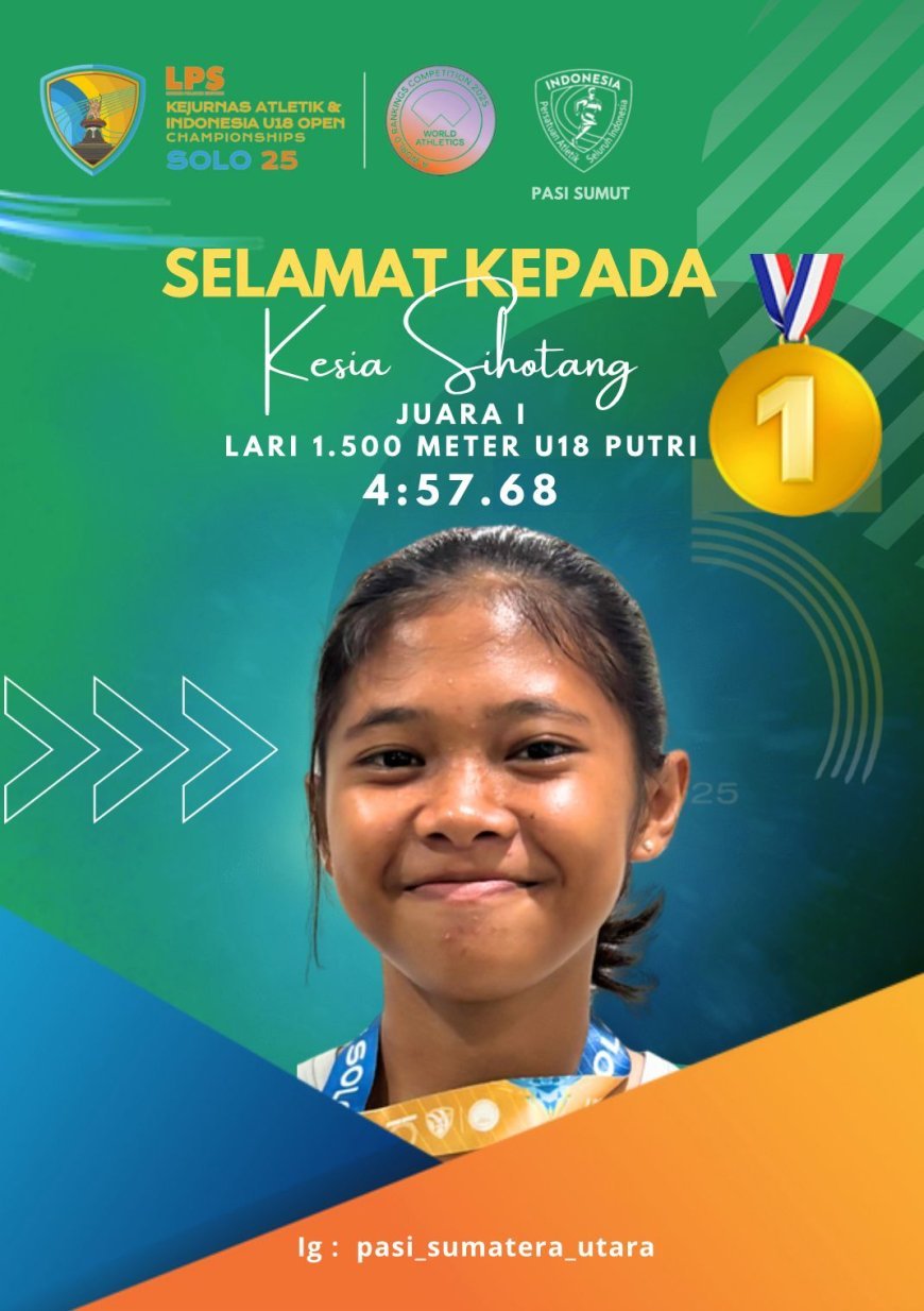 Kesia Sihotang Sumbang Emas untuk Sumut di Kejurnas Atletik 2025