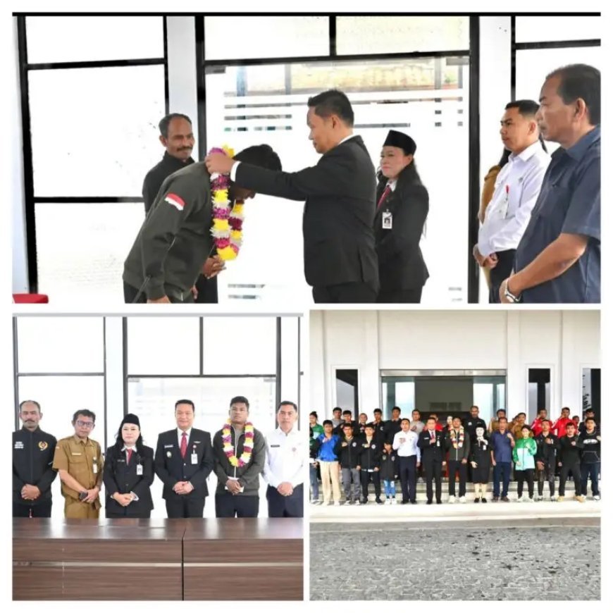 BUPATI HUMBANG HASUNDUTAN APRESIASI ATLET WUSHU NASIONAL SAMUEL MARBUN DAN ATLET BERPRESTASI ASAL HUMBAHAS