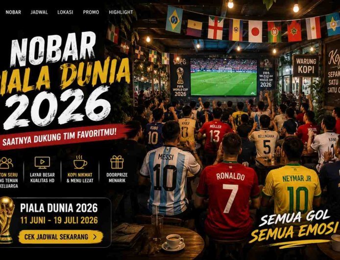 46 Titik Nobar Resmi Piala Dunia 2026 di Medan, Dari Warkop hingga Hotel Mewah