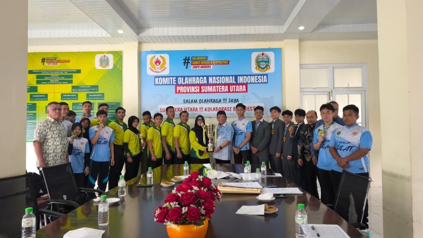 Ketum KONI Sumut Sambut Atlet IPSI Peraih Juara Umum Kejuaraan Silat Internasional di Malaysia